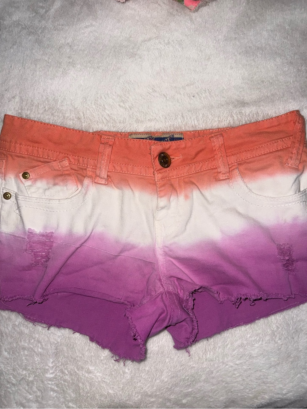🏷️WALLFLOWER~Colorful Distressed Jean Shortie Shorts
